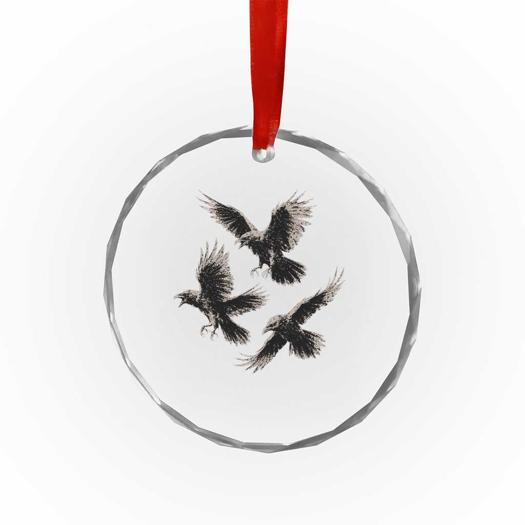 Flying Raven Crow Crystal Glass Ornament Vintage Dark Academia Gothic Black Bird Graphic