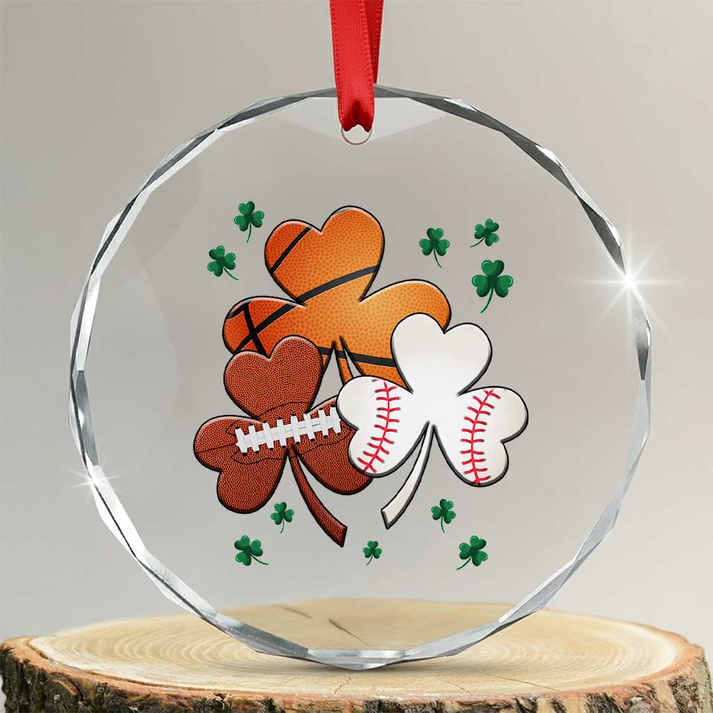 Football Basketball Baseball Shamrock Crystal Glass Ornament Happy St Patricks Day Sport Lover - Wonder Print Shop