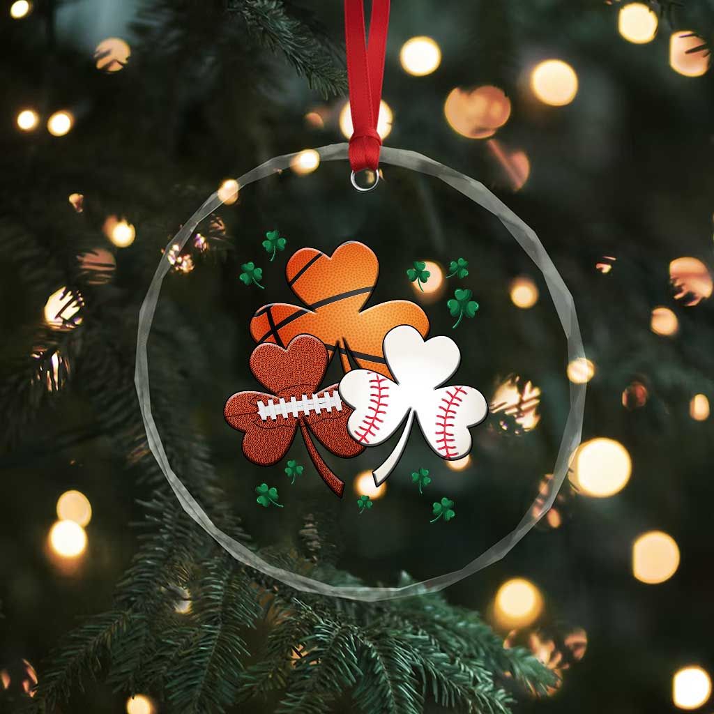 Football Basketball Baseball Shamrock Crystal Glass Ornament Happy St Patricks Day Sport Lover - Wonder Print Shop