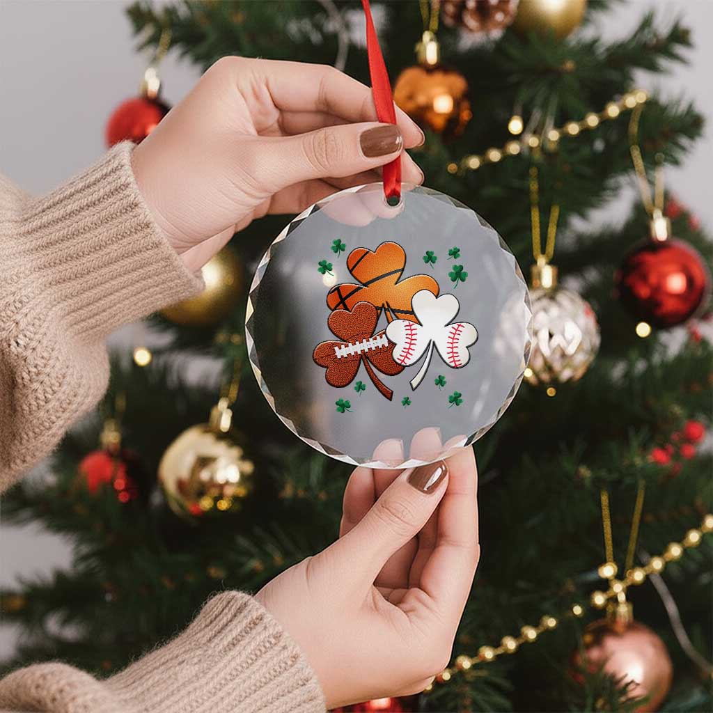 Football Basketball Baseball Shamrock Crystal Glass Ornament Happy St Patricks Day Sport Lover - Wonder Print Shop