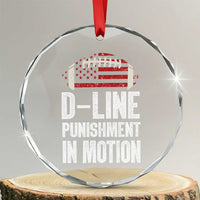 Football Defensive Lineman Crystal Glass Ornament D Line Punishment In Motion American Flag - Wonder Print Shop