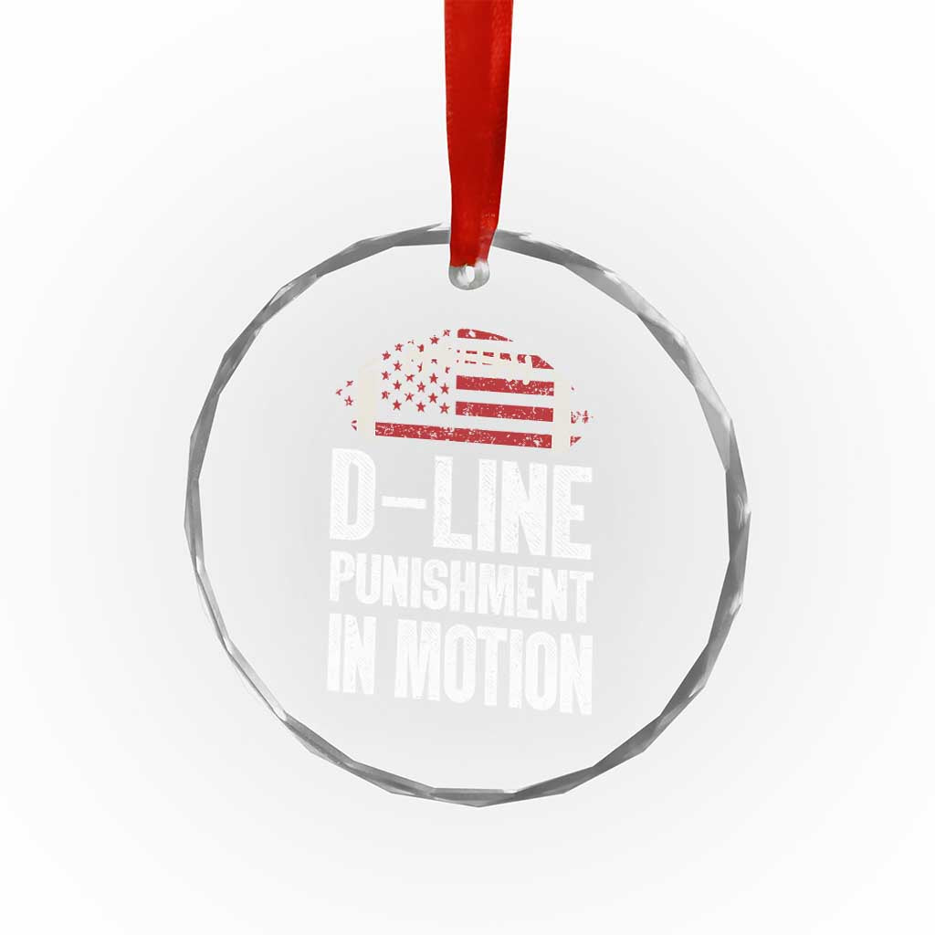 Football Defensive Lineman Crystal Glass Ornament D Line Punishment In Motion American Flag - Wonder Print Shop