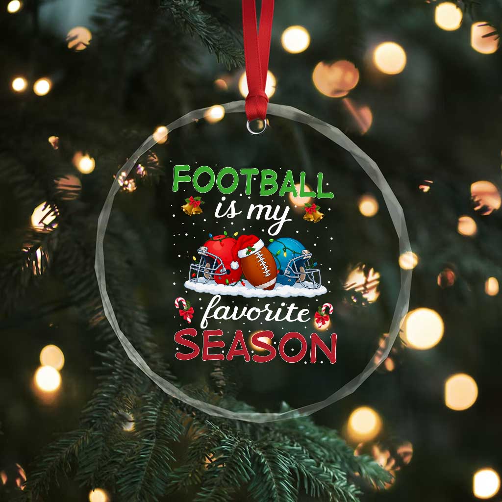 Football Is My Favorite Season Crystal Glass Ornament Christmas Holiday Sports Gift TS12