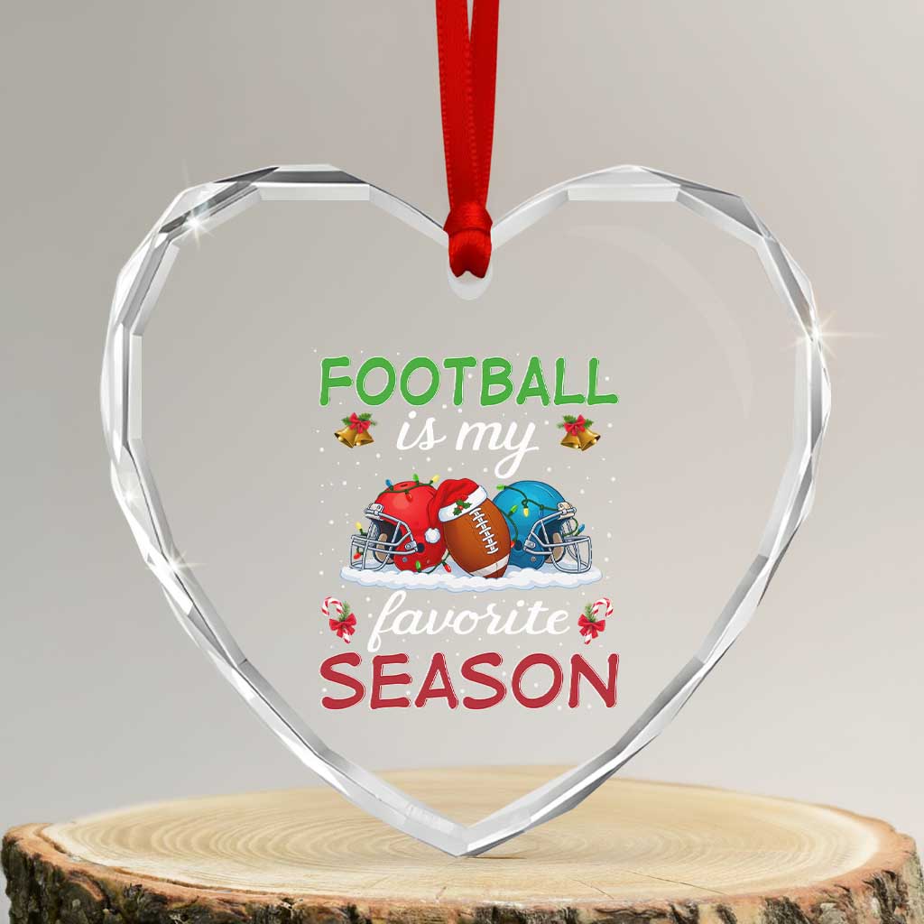 Football Is My Favorite Season Heart Crystal Glass Ornament Christmas Holiday Sports Gift - Wonder Print Shop