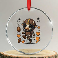 Football Lover Crystal Glass Ornament Cute Dairy Cow Playing Football - Wonder Print Shop