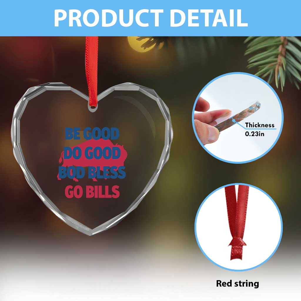 Football Lovers Heart Crystal Glass Ornament Game Day Be Good Do Good God Bless Go BFB - Wonder Print Shop