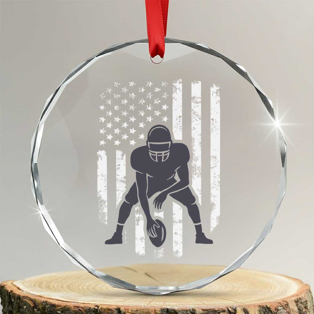 Football Player American Flag Crystal Glass Ornament Cool Distressed Vintage Patriotic TS10