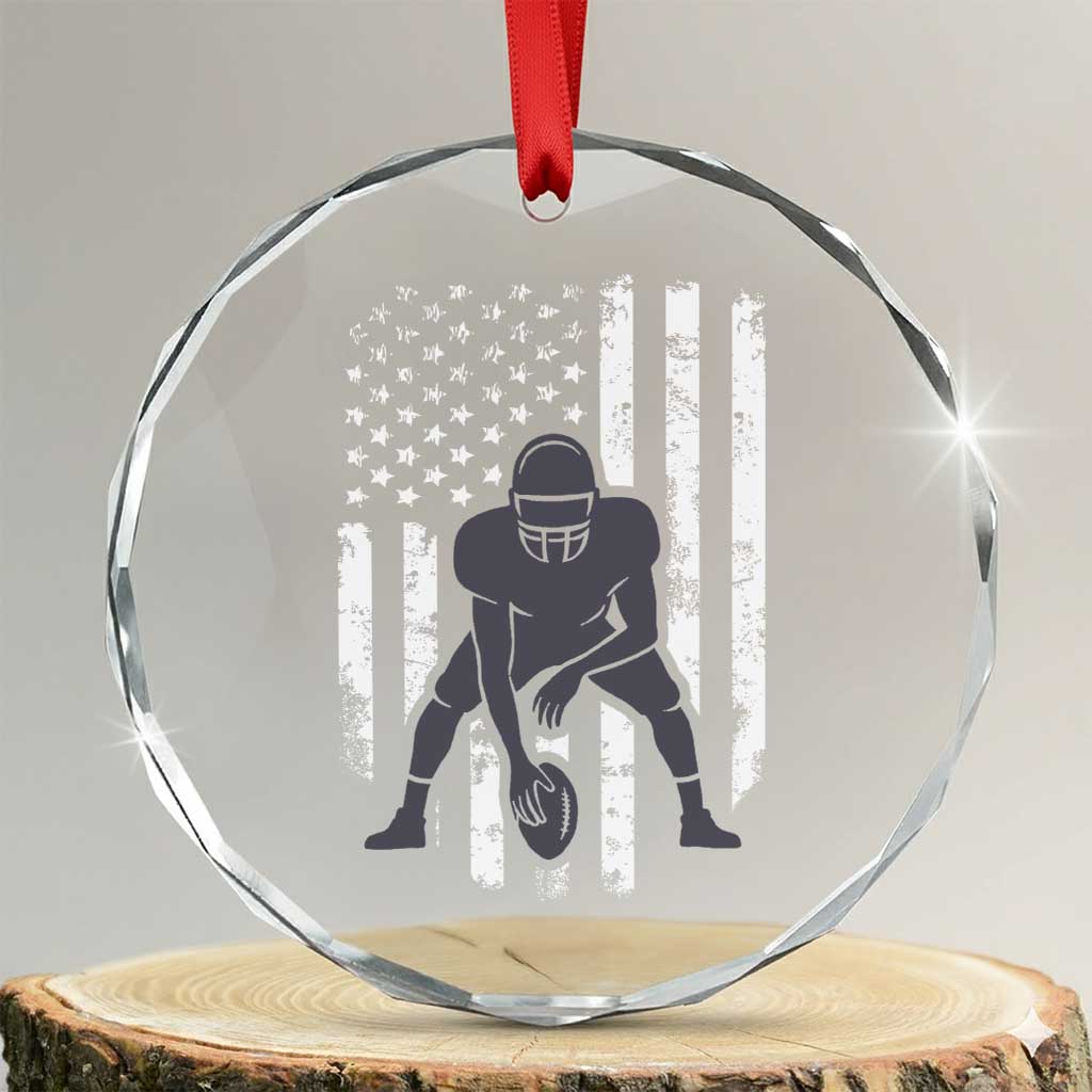 Football Player American Flag Crystal Glass Ornament Cool Distressed Vintage Patriotic TS10