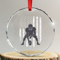 Football Player American Flag Crystal Glass Ornament Cool Distressed Vintage Patriotic TS10