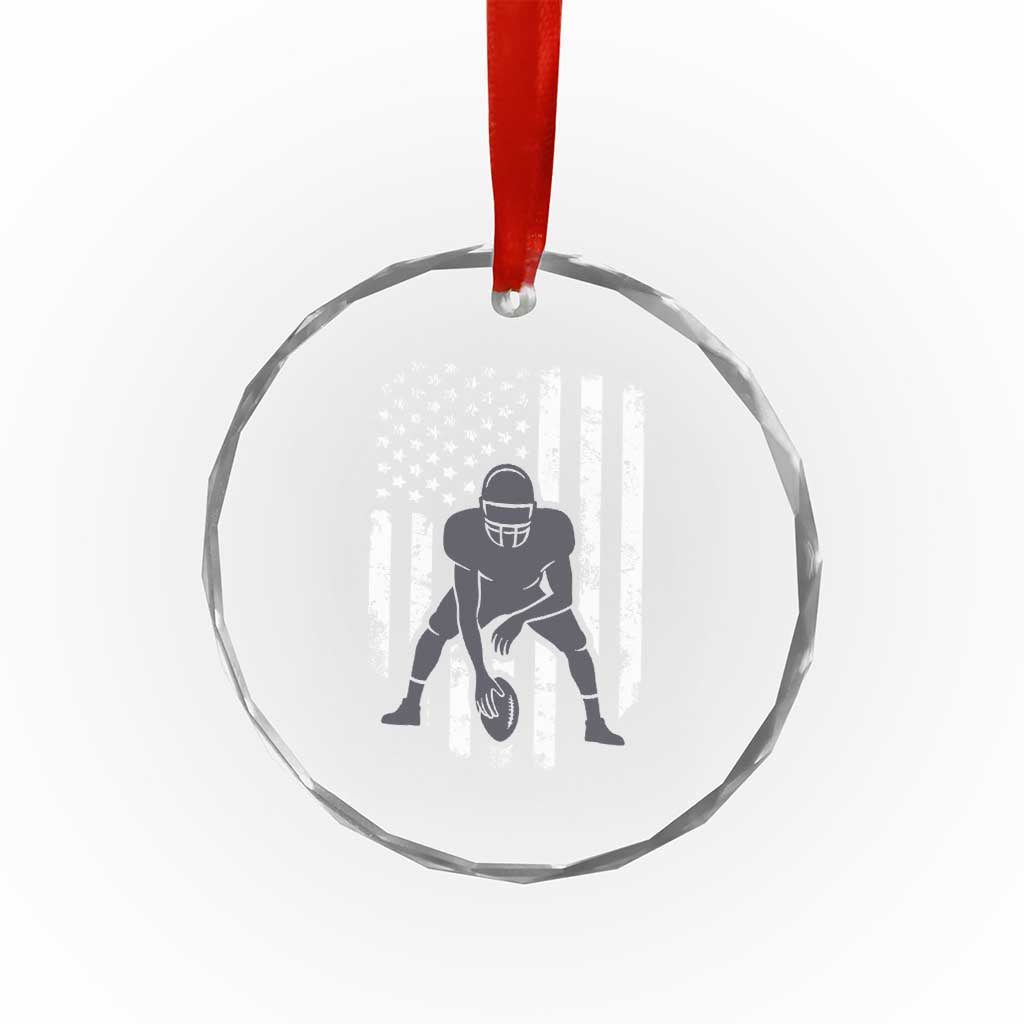 Football Player American Flag Crystal Glass Ornament Cool Distressed Vintage Patriotic TS10
