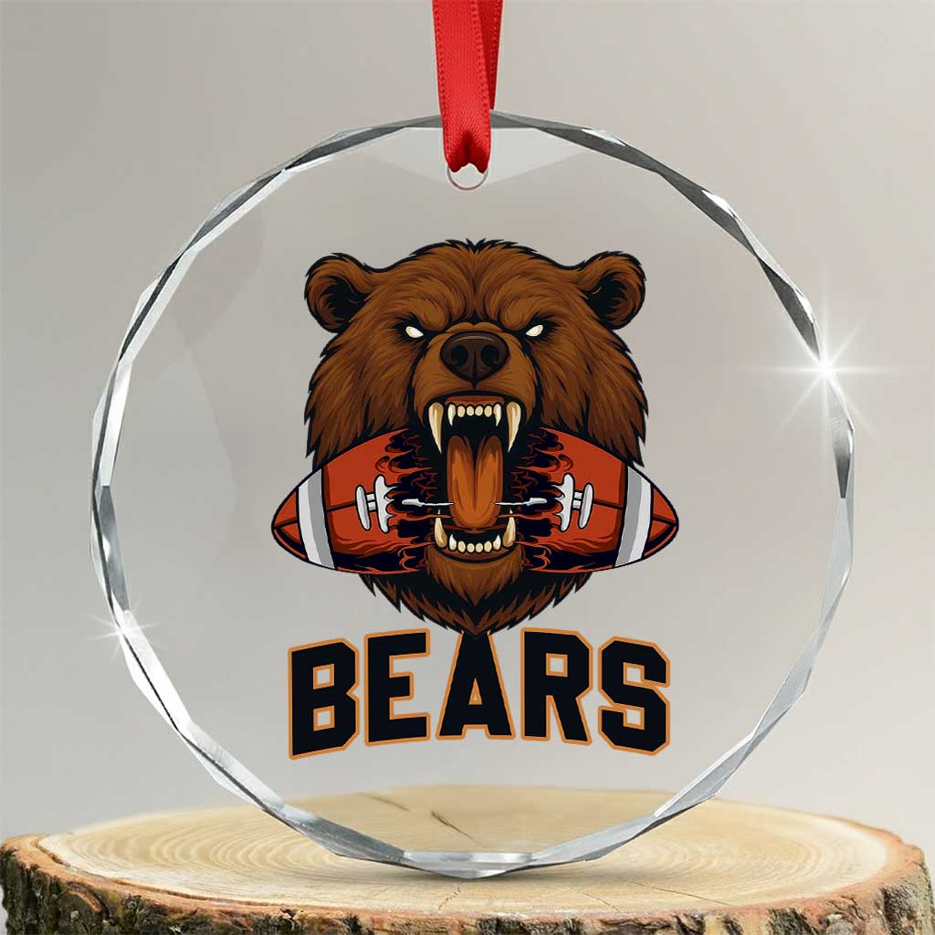 Football Player Gift Crystal Glass Ornament Fierce Bear Biting Ball - Wonder Print Shop