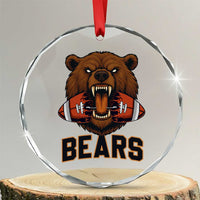 Football Player Gift Crystal Glass Ornament Fierce Bear Biting Ball - Wonder Print Shop