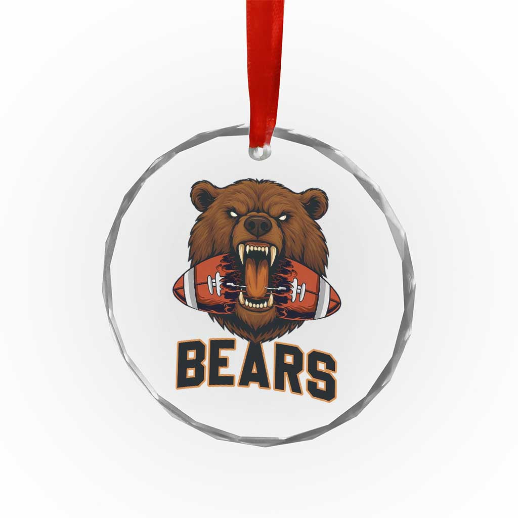 Football Player Gift Crystal Glass Ornament Fierce Bear Biting Ball - Wonder Print Shop