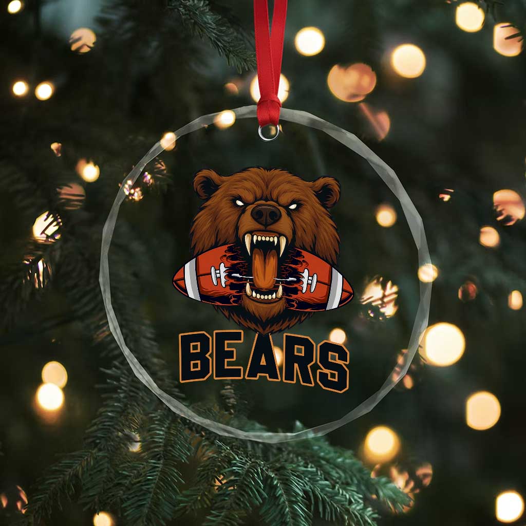 Football Player Gift Crystal Glass Ornament Fierce Bear Biting Ball - Wonder Print Shop