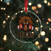 Football Player Gift Crystal Glass Ornament Fierce Bear Biting Ball - Wonder Print Shop