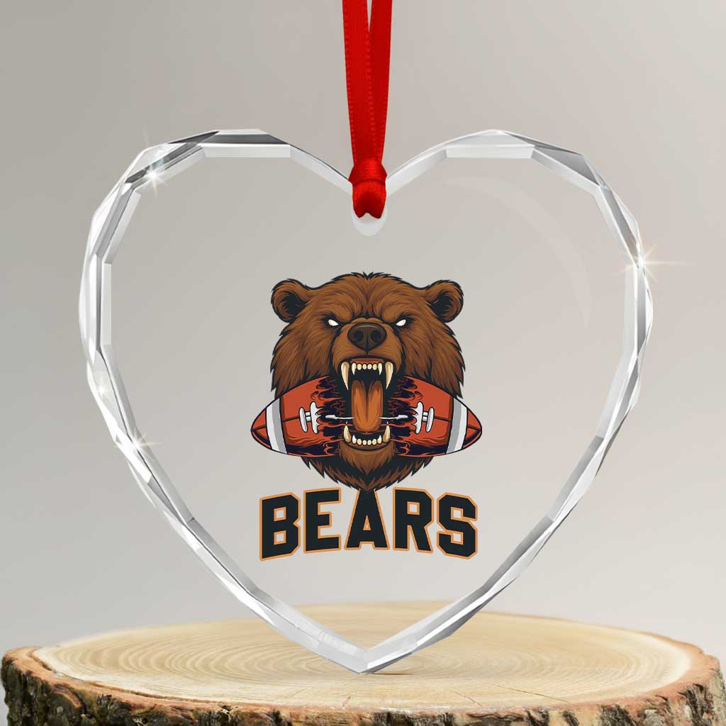 Football Player Gift Heart Crystal Glass Ornament Fierce Bear Biting Ball - Wonder Print Shop