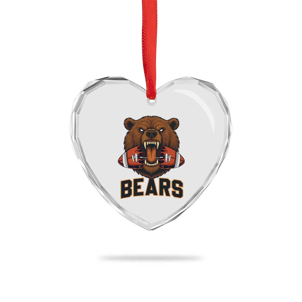 Football Player Gift Heart Crystal Glass Ornament Fierce Bear Biting Ball - Wonder Print Shop