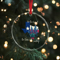 For the Love of the Texas Hill Country Crystal Glass Ornament Bluebonnet Floral Patriotic Flag TS02