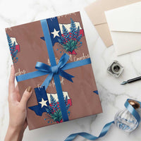 For the Love of the Texas Hill Country Wrapping Paper Roll Bluebonnet Floral Patriotic Flag - Wonder Print Shop