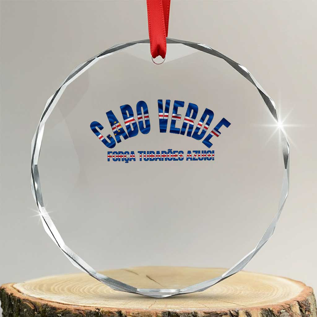 Forca Tubaroes Azuis Cabo Verde National Pride Crystal Glass Ornament Cape Verde Football Fans Blue Sharks Heritage