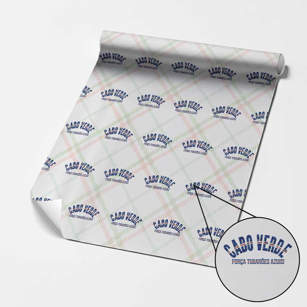 Forca Tubaroes Azuis Cabo Verde National Pride Wrapping Paper Roll Cape Verde Football Fans Blue Sharks Heritage