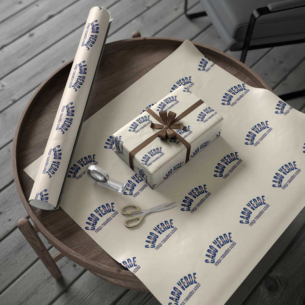 Forca Tubaroes Azuis Cabo Verde National Pride Wrapping Paper Roll Cape Verde Football Fans Blue Sharks Heritage