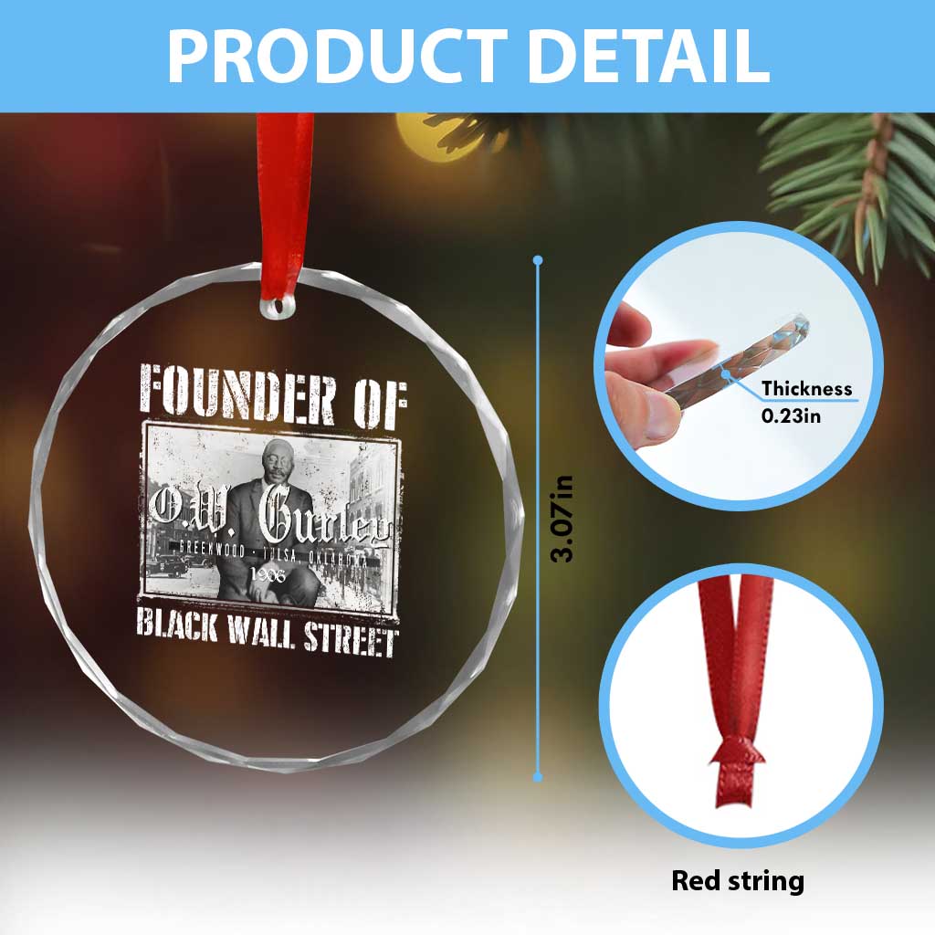Founder Of Black Wall Street O.W. Gurley Crystal Glass Ornament Black History Month