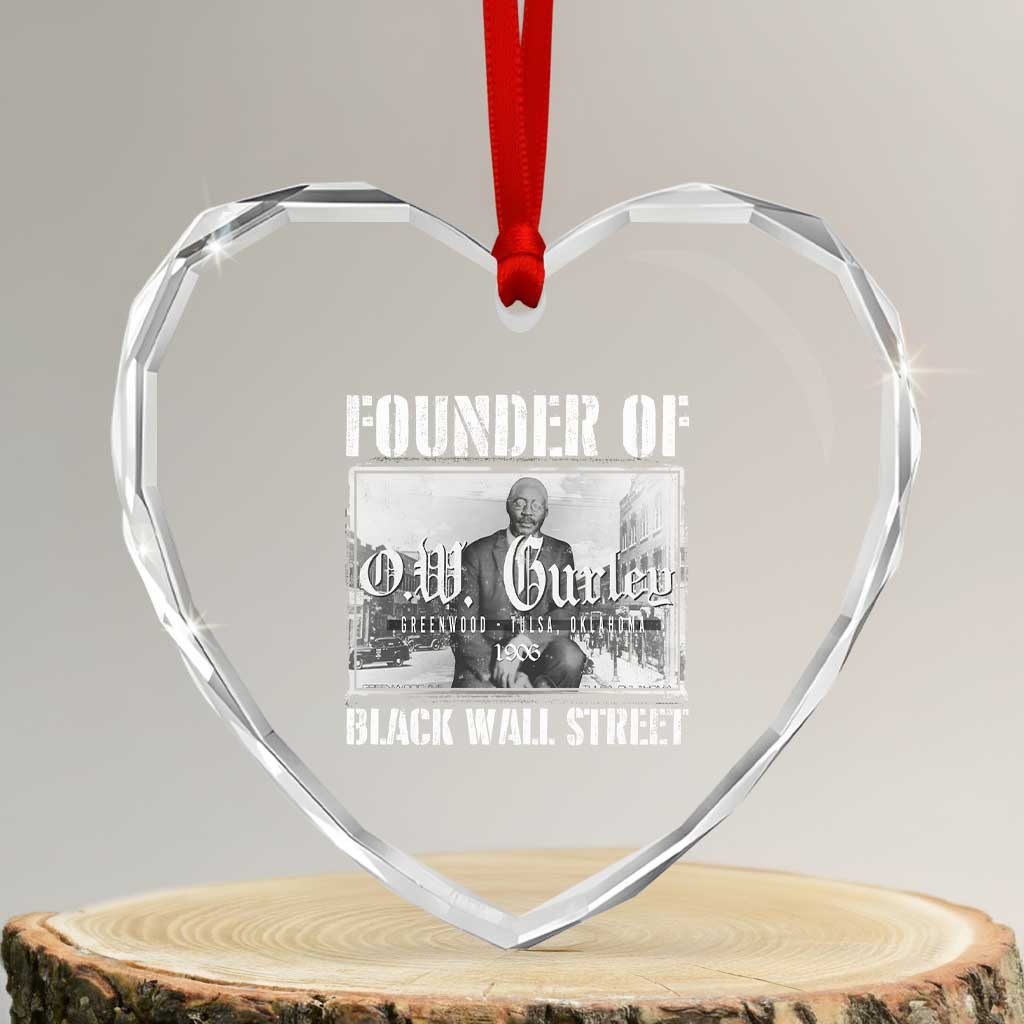 Founder Of Black Wall Street O.W. Gurley Heart Crystal Glass Ornament Black History Month