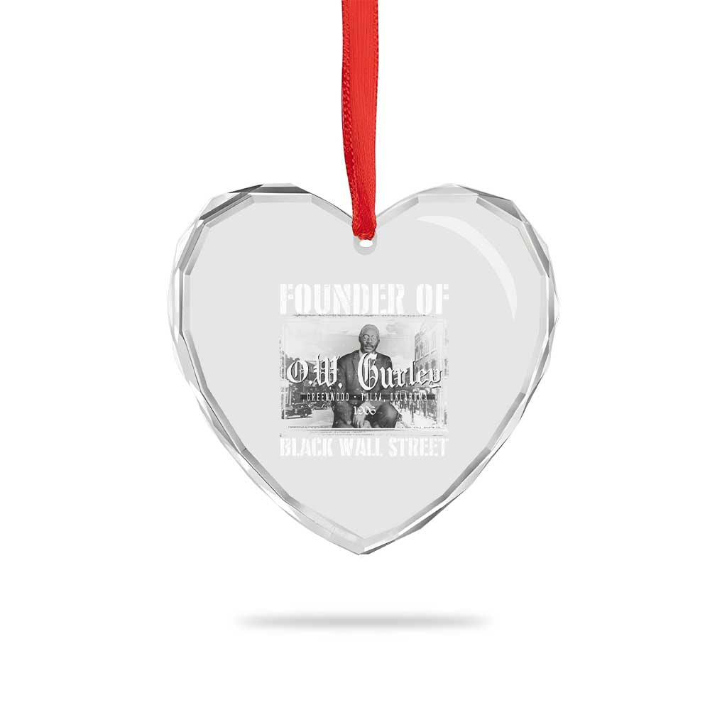 Founder Of Black Wall Street O.W. Gurley Heart Crystal Glass Ornament Black History Month
