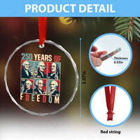 Founding Fathers 250 Years of Freedom Crystal Glass Ornament Patriotic Pop Art Style Semiquincentennial 2026 - Wonder Print Shop