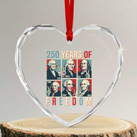 Founding Fathers 250 Years of Freedom Heart Crystal Glass Ornament Patriotic Pop Art Style Semiquincentennial 2026 - Wonder Print Shop