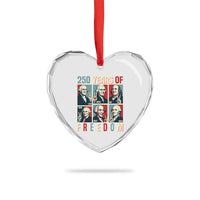Founding Fathers 250 Years of Freedom Heart Crystal Glass Ornament Patriotic Pop Art Style Semiquincentennial 2026 - Wonder Print Shop