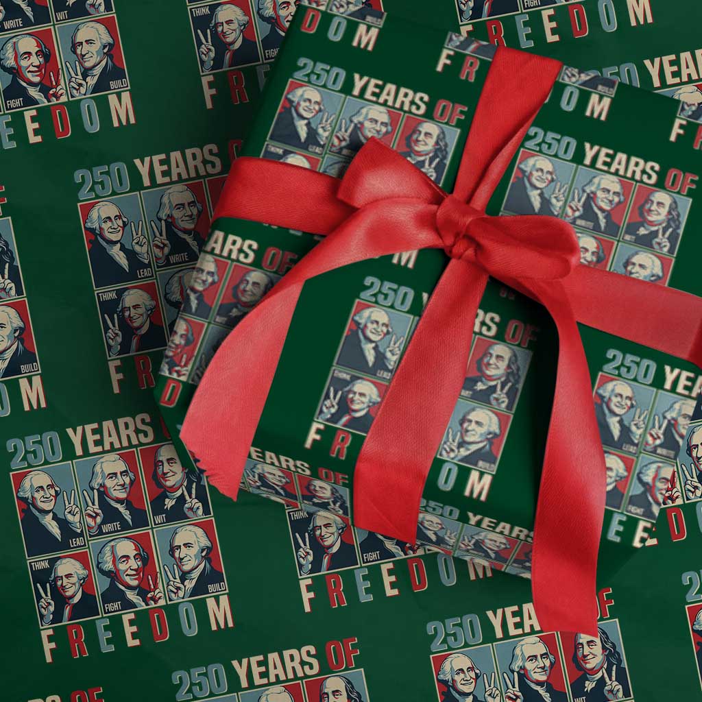 Founding Fathers 250 Years of Freedom Wrapping Paper Roll Patriotic Pop Art Style Semiquincentennial 2026 - Wonder Print Shop