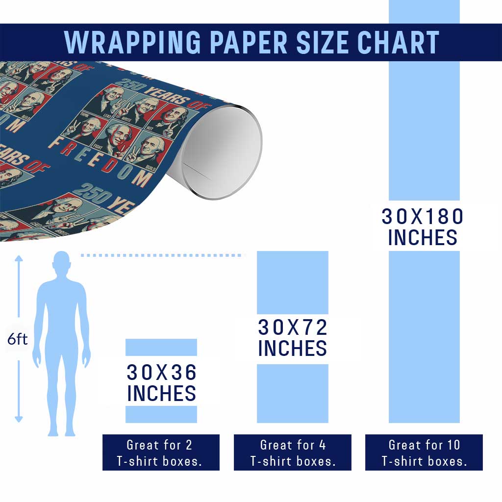 Founding Fathers 250 Years of Freedom Wrapping Paper Roll Patriotic Pop Art Style Semiquincentennial 2026 - Wonder Print Shop