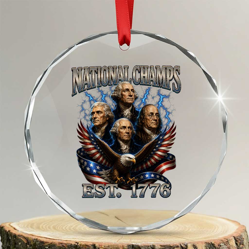 Founding Fathers USA 250th Anniversary Crystal Glass Ornament Vintage National Champions 250 Years Patriotic American Flag