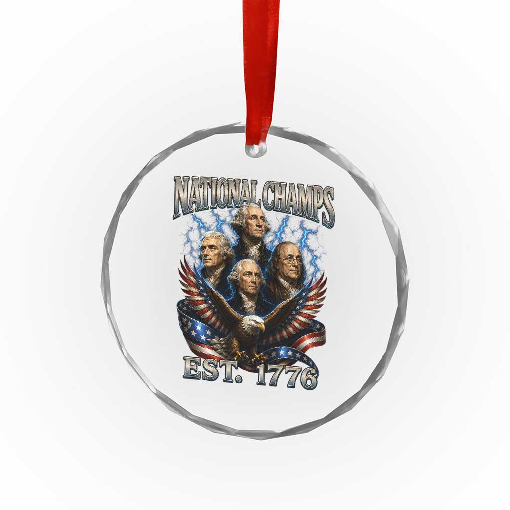 Founding Fathers USA 250th Anniversary Crystal Glass Ornament Vintage National Champions 250 Years Patriotic American Flag