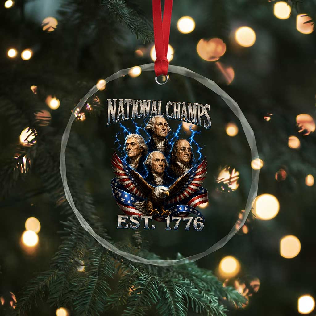 Founding Fathers USA 250th Anniversary Crystal Glass Ornament Vintage National Champions 250 Years Patriotic American Flag