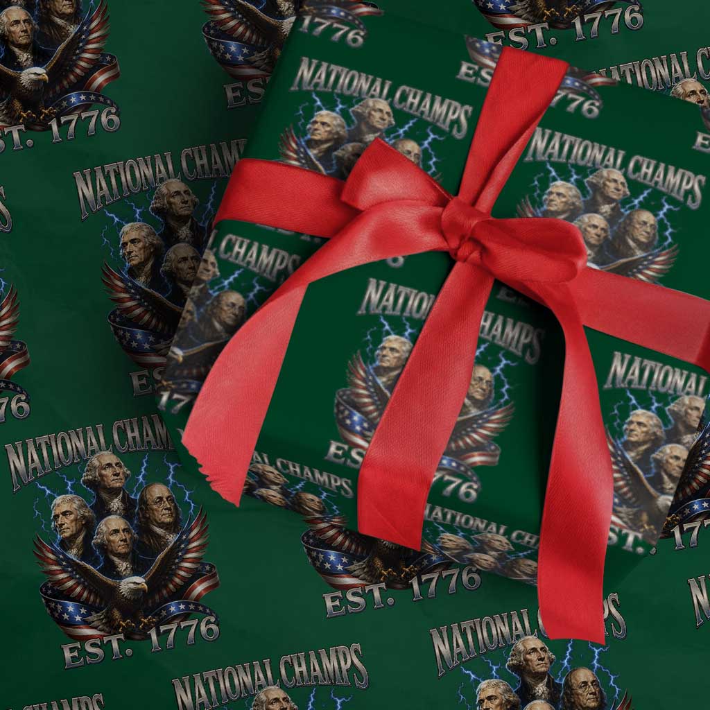 Founding Fathers USA 250th Anniversary Wrapping Paper Roll Vintage National Champions 250 Years Patriotic American Flag