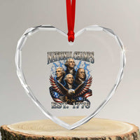 Founding Fathers USA 250th Anniversary Heart Crystal Glass Ornament Vintage National Champions 250 Years Patriotic American Flag