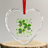 Four Leaf Clover Christian Heart Crystal Glass Ornament Irish Lucky Shamrock Faith Hope Love Religious