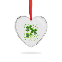 Four Leaf Clover Christian Heart Crystal Glass Ornament Irish Lucky Shamrock Faith Hope Love Religious