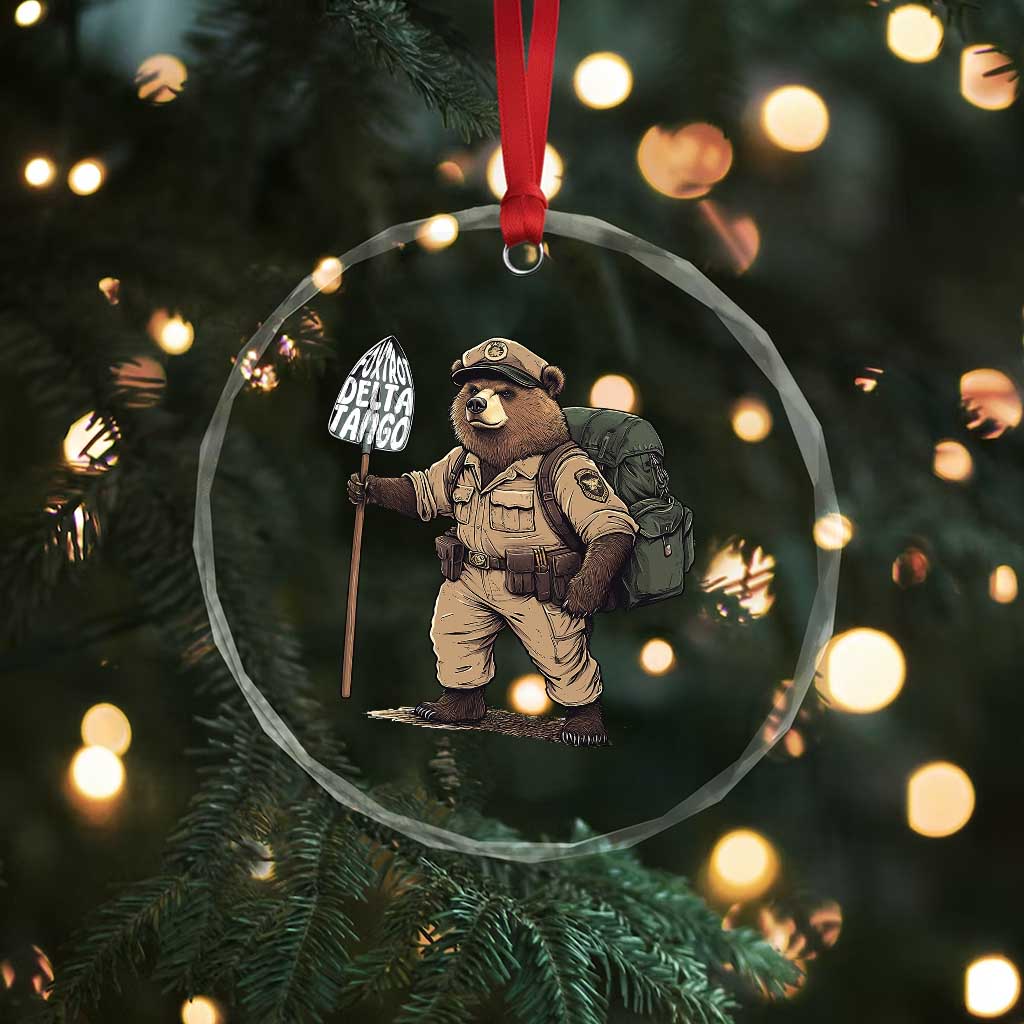 Foxtrot Delta Tango Resist Bear Crystal Glass Ornament - Wonder Print Shop