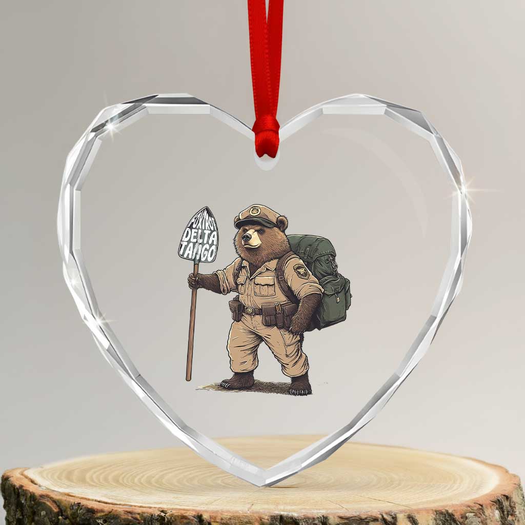 Foxtrot Delta Tango Resist Bear Heart Crystal Glass Ornament - Wonder Print Shop