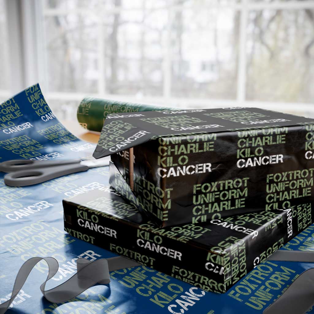 Foxtrot Uniform Charlie Kilo Cancer Wrapping Paper Roll Funny Fuck Cancer Military Alphabet