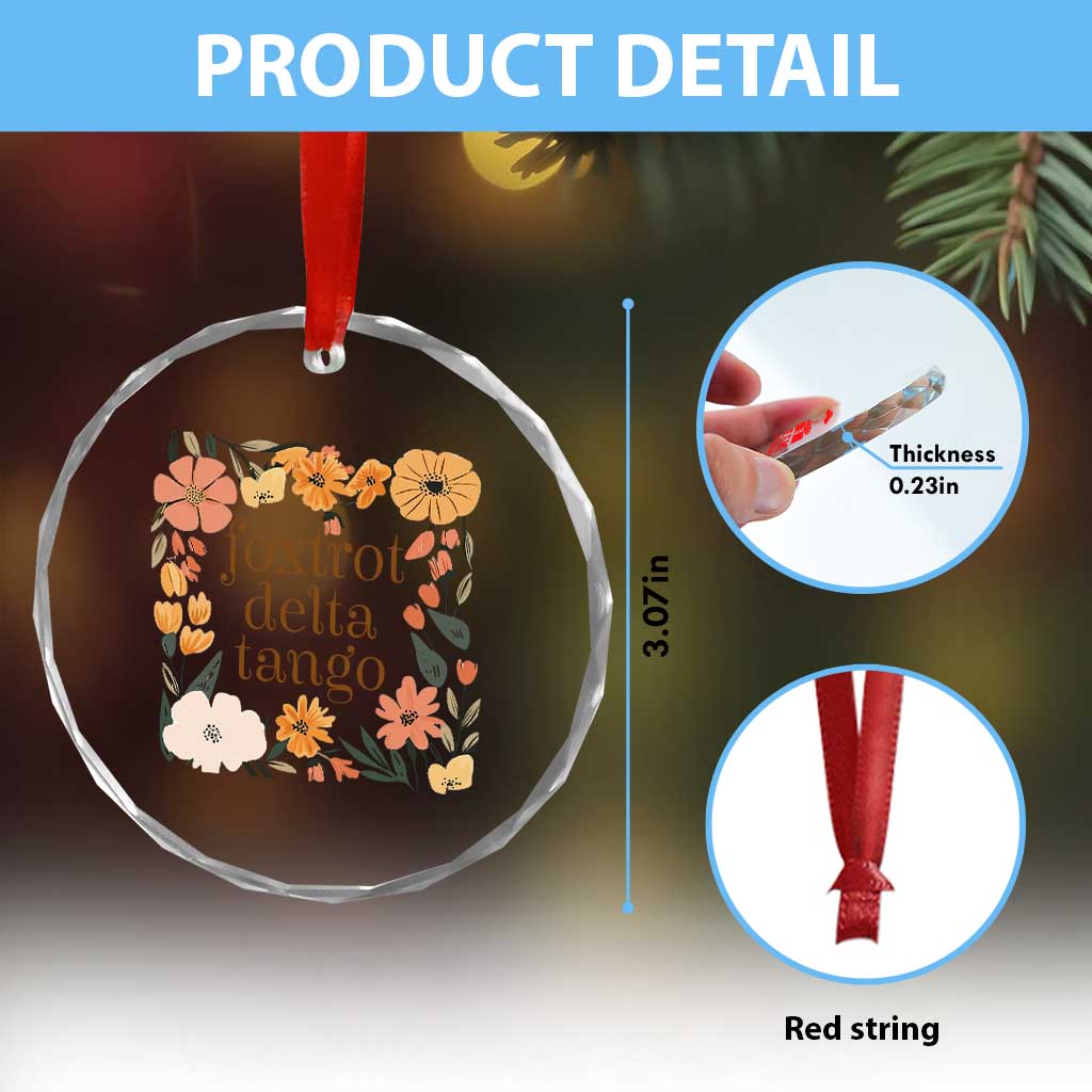 Foxtrots Deltas Tangos Boho Floral Crystal Glass Ornament Funny Offensive - Wonder Print Shop