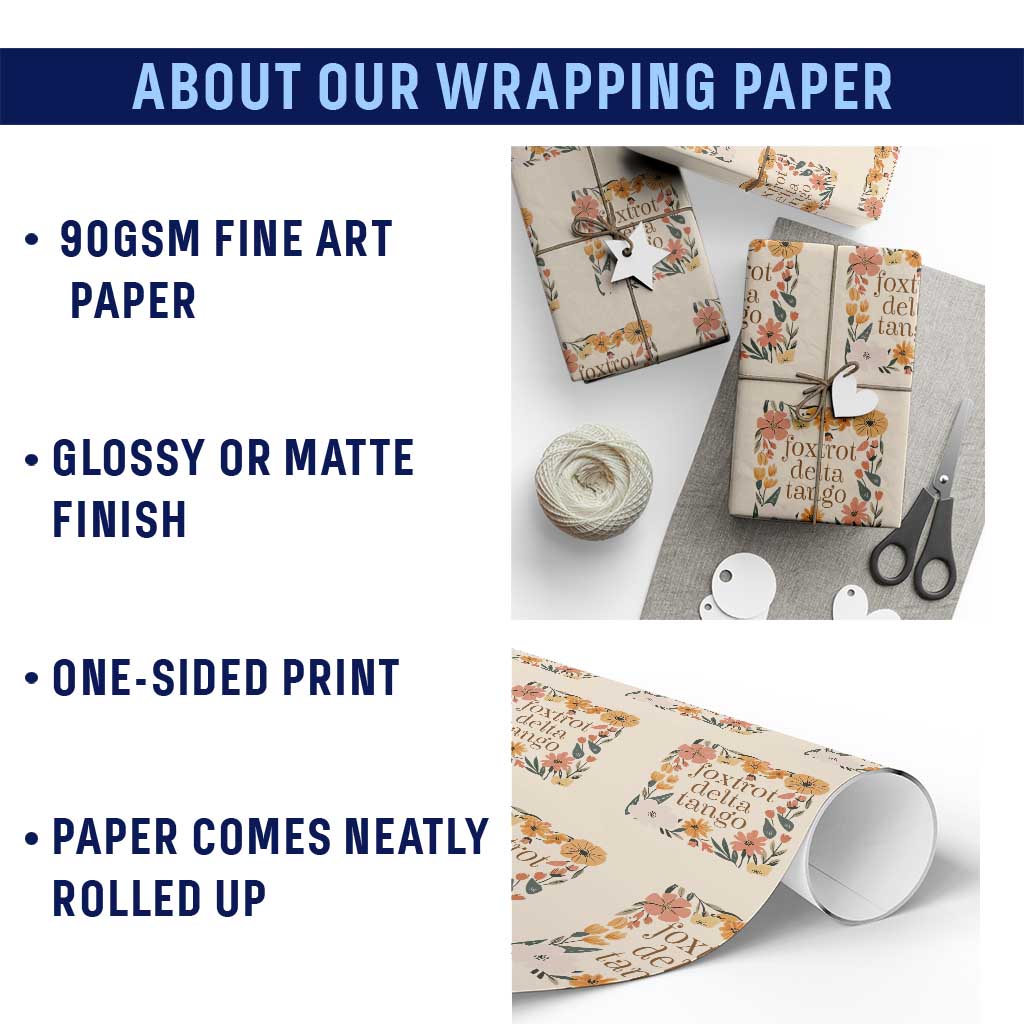 Foxtrots Deltas Tangos Boho Floral Wrapping Paper Roll Funny Offensive - Wonder Print Shop
