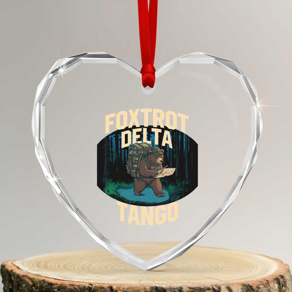 Foxtrots Deltas Tangos Funny Bear Resist Heart Crystal Glass Ornament Protect Our National Parks - Wonder Print Shop