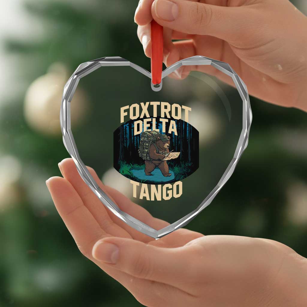 Foxtrots Deltas Tangos Funny Bear Resist Heart Crystal Glass Ornament Protect Our National Parks - Wonder Print Shop