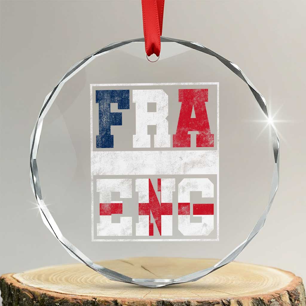 FRA ENG France England Flag Graphic Crystal Glass Ornament French English Country Pride