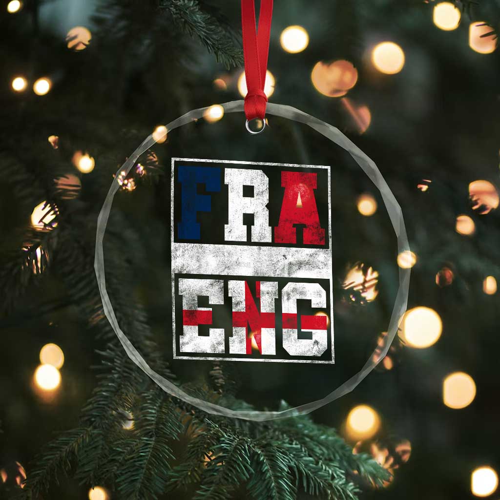 FRA ENG France England Flag Graphic Crystal Glass Ornament French English Country Pride